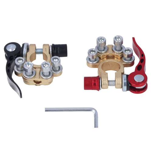 2Pcs Car Battery Terminal Clamp Kit, Brass/Aluminum, Quick Release 1