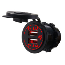 USB-stroomaansluiting met dubbele poort, snelladen 3.0, aanraakschakelaar, blauwe LED, waterdicht, snellaadstopcontact, 12V/24V, hittebestendig,