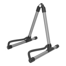 Supporto per chitarra pieghevole da pavimento con telaio, lunghezza regolabile, facile da montare, struttura stabile, portatile, bracci in gomma