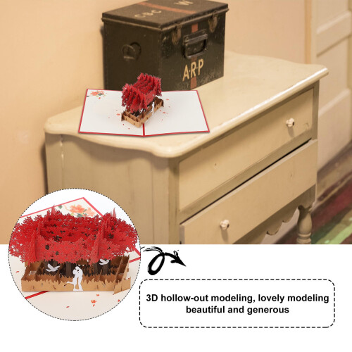 Anniversary Greeting Card Red Paper Romantic Design Blessing Message 1Set 1