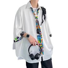 Camicia alla moda in tessuto misto cotone, stile casual, morbida e delicata sulla pelle, ideale per l'uso quotidiano.