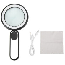 Verstellbare LED-Beleuchtung, ergonomisch, wiederaufladbar, 10-fache Vergrößerung, klare Linse, leicht, Touch-Schalter, 3 Modi