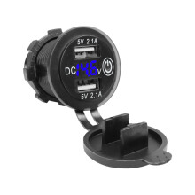 LED-display, 12V USB-uitgang, dubbele QC3.0-poorten, snelladen, 36W, waterdicht, aanraakgevoelige knop, brandwerende behuizing, antislipschakelaar,