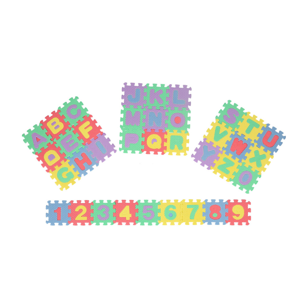 Reusable Floor Puzzle Mat Kids, Foam Play Mat Alphabet And Numbers Interlocking Puzzle Soft EVA Foam, Bright Vibrant Colors Educational Play Mat Non