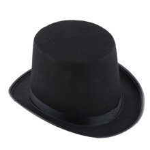 Joben elegant din satin negru pentru adulți, pălărie pentru gentleman cu accent de panglică de satin și design cu înălțimea coroanei, joben