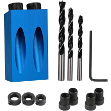 Outil de réparation d'assemblages de bois, gabarit de perçage avec angle de mèche de 15 degrés et adaptateur de perceuse réglable, conception à