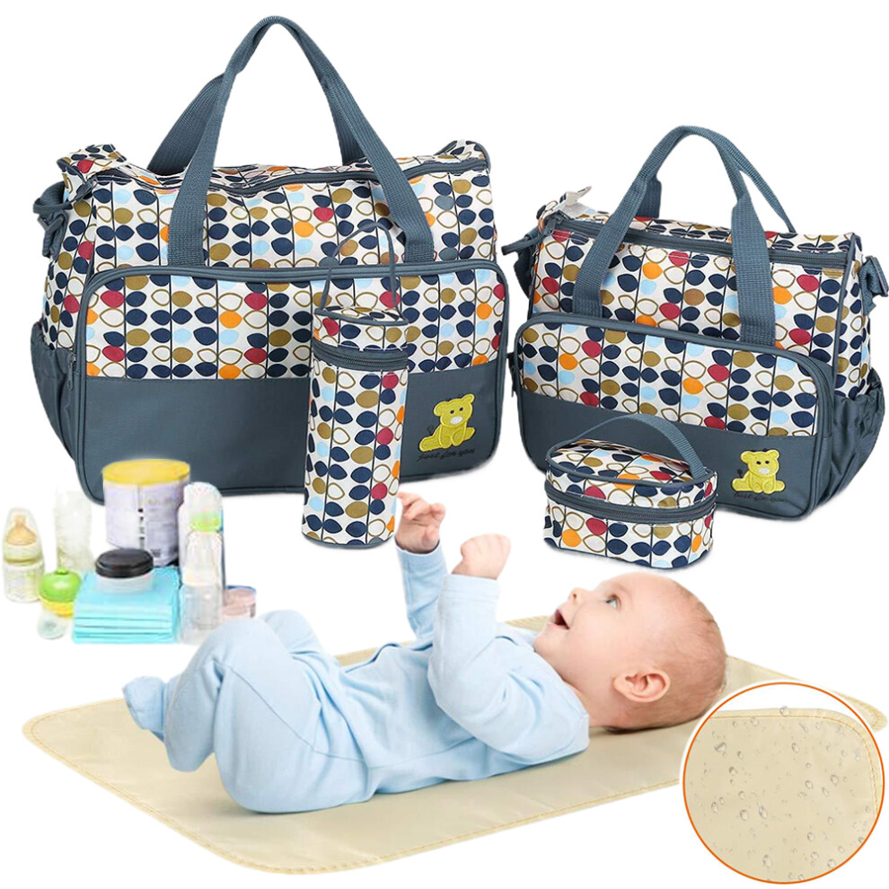Nappy Bag for Mom, Smooth Zipper Closure with Spacious Interior, Stain-Resistant and Water-Resistant Exterior, 5PCS Bags Kit for Organized Parenting