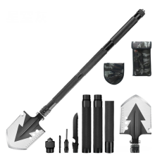 Portable Survival Shovel for Adventurers, Extended Shovel with Screw-On Extension Rods, Compact Tactical Shovel Featuring Folding Multitool Functions
