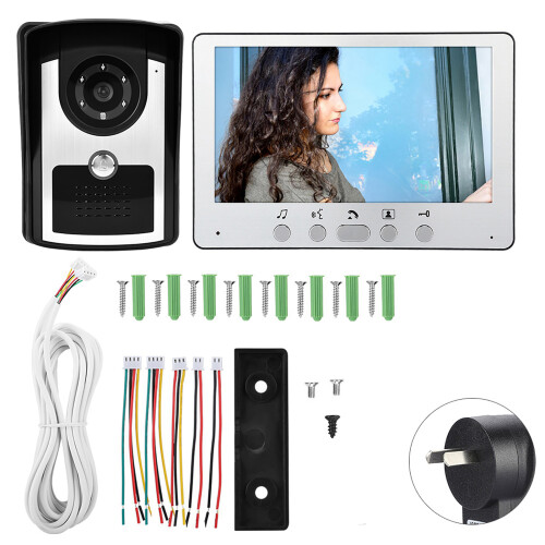 Câmera de visão noturna infravermelha com sistema de interfone com vídeo, campainha com vídeo de 7 polegadas, kit de câmera HD com interfone