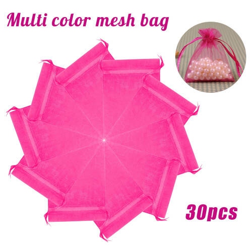30-pack rosa organza presentpåsar med dragsko 2