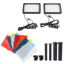 Dimmbare LED-Beleuchtung mit einstellbarer Helligkeit (11 Stufen), USB-betrieben, inklusive Stativ und Farbfiltern für Vlogging und