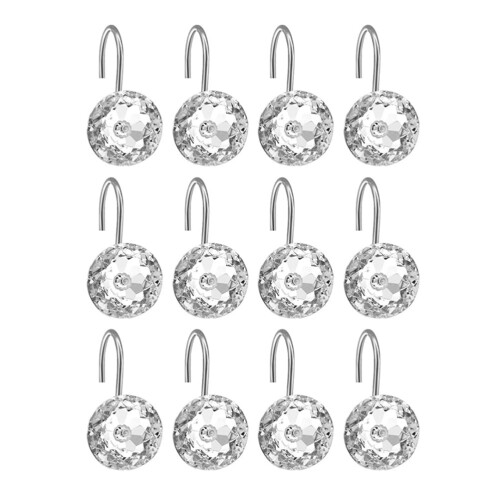 12Pcs Multi Color Acrylic Shower Curtain Hooks Easy Install