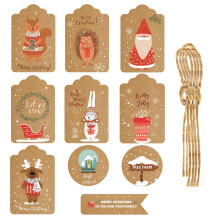 60PCS Kraft Christmas Gift Tags with Jute Twine – DIY Holiday Wrap, Stamp & Label – Compatible with Baker Twine