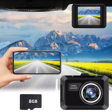 1080P Dash Cam with G-Sensor, Night Vision, Loop Recording, 2" Screen, 8GB SD Card, Wide Angle – Compatible with All Cars