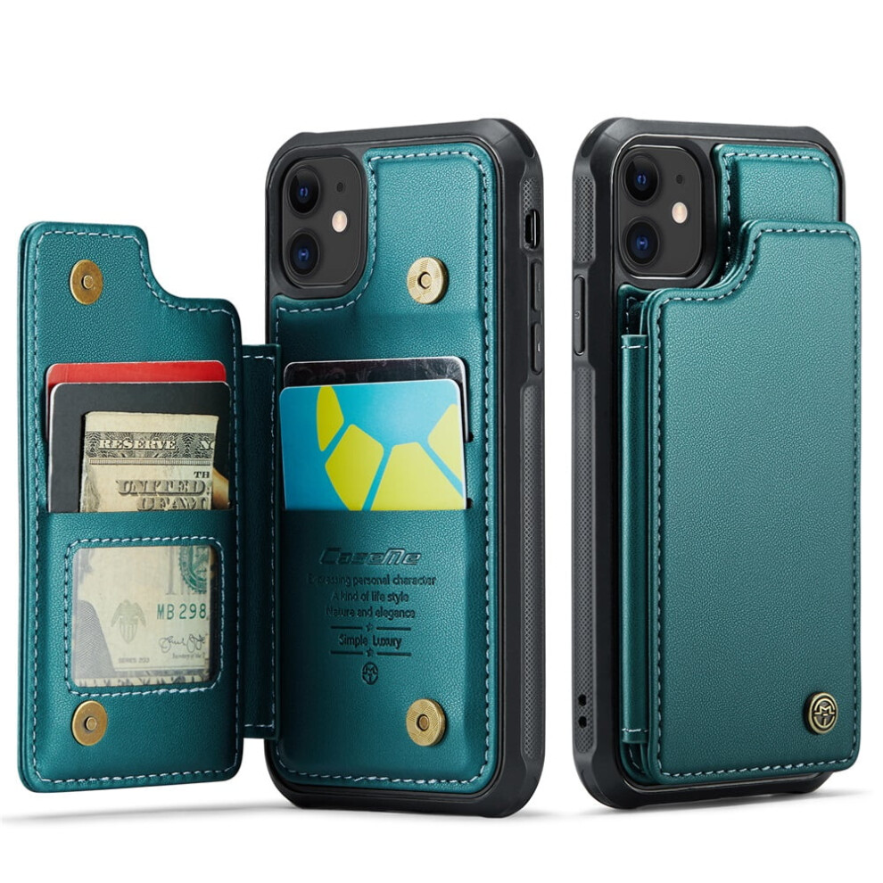Caseme Leather Wallet Case For Iphone 11 (6.1"), Rfid Blocking, Magnetic Clasp, Kickstand, Shockproof Â Green 9558633058369