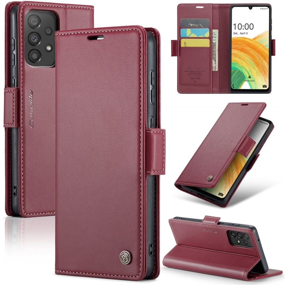 Caseme Leather Wallet Case For Compatible With Samsung Galaxy A33 5G Â Rfid Blocking, Magnetic Clasp, Kickstand, Card Holder 9485826645764