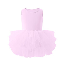 Girls Ballet Leotards Sleevesless Mesh Dance Dress Tutu Ballerina Costume for Kids Pink 3-4 Years