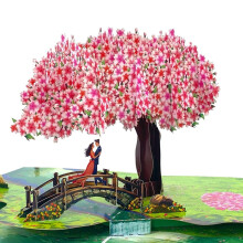 Niriyo 3D Pop-Up Valentine's Card – Cherry Blossom Tree Couple Card for Anniversary, Date Night, Love Notes, Compatible with Romantic Greetings