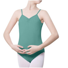 Girls Kids Nude Camisole Gymnastics Leotard for Dance Ballet Adjustable Straps Green 5-6 Years