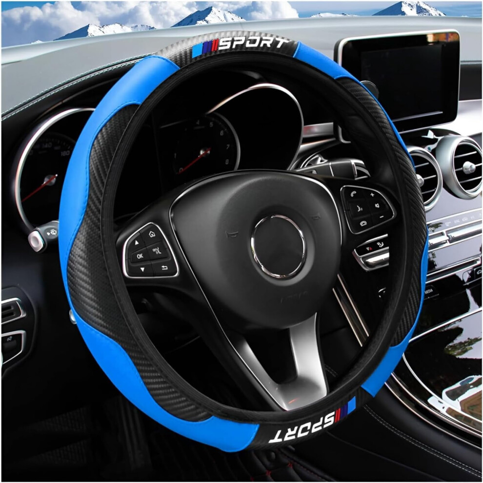 Carbon Fiber Steering Wheel Cover, 14.5-15", Elastic & Breathable, Universal Fit, Compatible With Most Cars (Red) Red 9181073460197