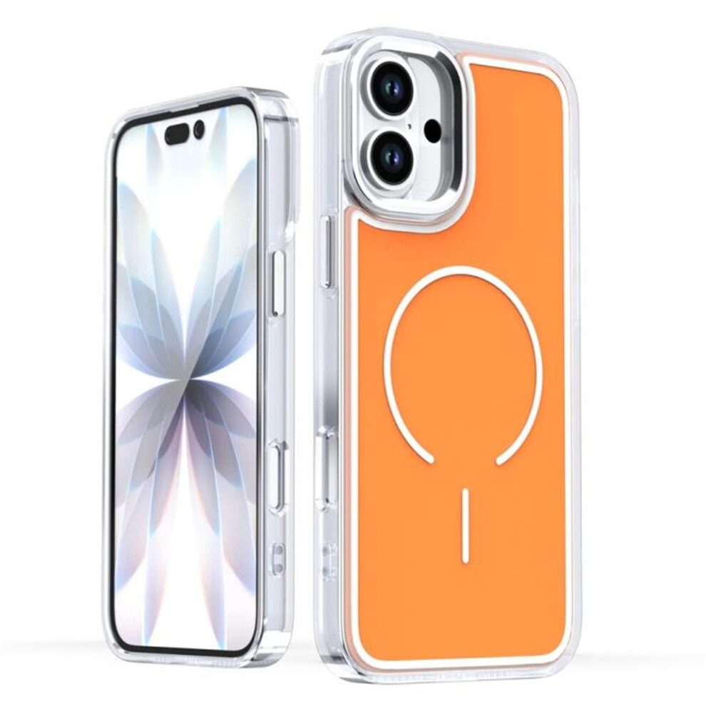 Magnetic Case For Iphone 16 Plus (6.7") Â Magsafe Compatible, Heavy-Duty Shockproof, Electroplated Dual-Color, Orange 9558633060508