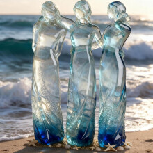 Figurine d'amitié entre sœurs – Sculpture en résine effet verre de mer, Cadeau commémoratif pour femmes, Décoration intérieure pour