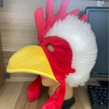 (White) Cartoon Animal Plush Hat, Big Rooster Hat for Christmas Carnival, Holiday Party, Halloween Costume, Easter Rooster Hat