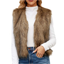 TOPUUTP Gilet da donna in pelliccia sintetica senza maniche, aperto sul davanti, caldo invernale, cappotto soffice e morbido, capospalla corto