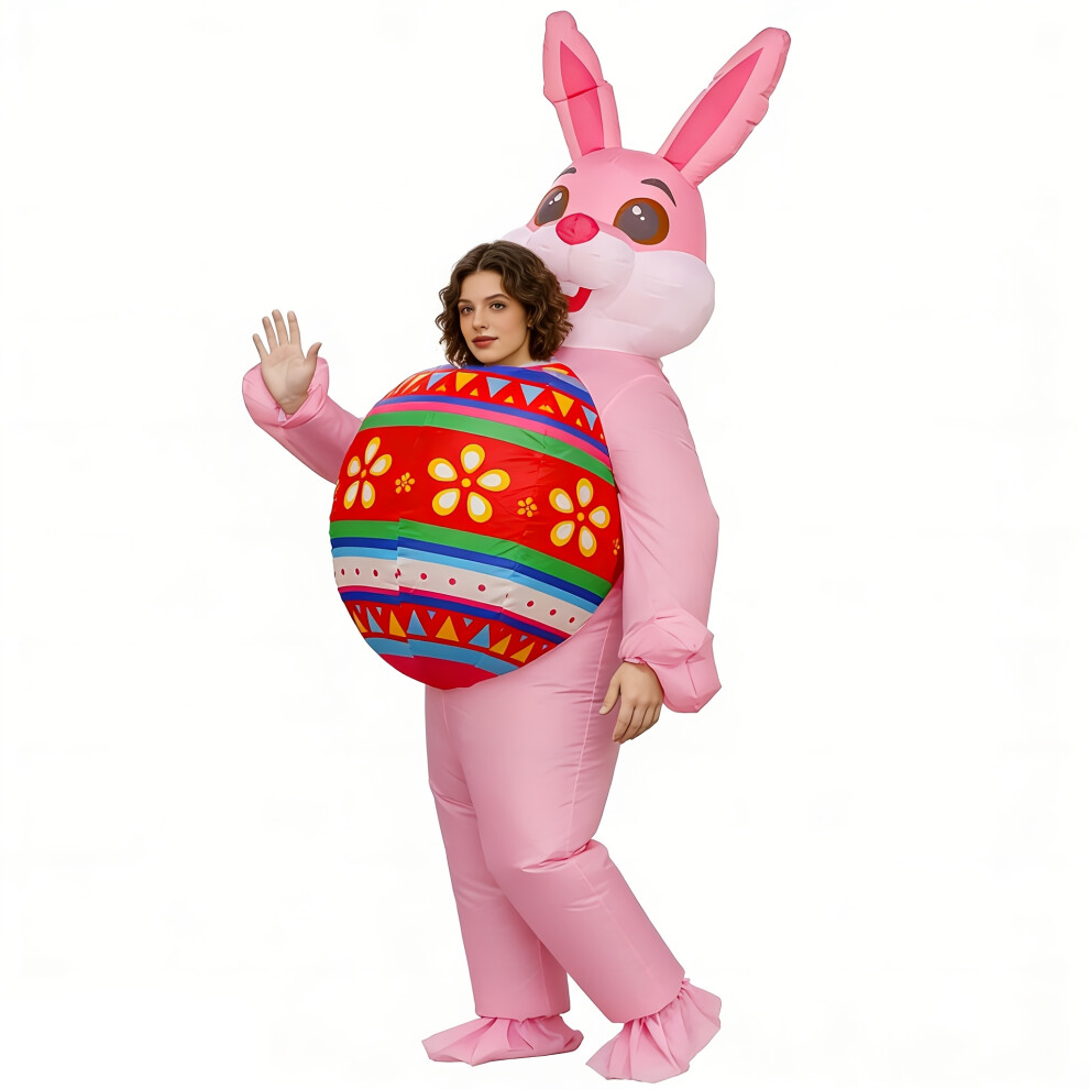 Photos - Fancy Dress  Inflatable Easter Rabbit Costume for Adult Air Blow up Bunny Costume Adult Size Cosplay Party Dress(pink)
