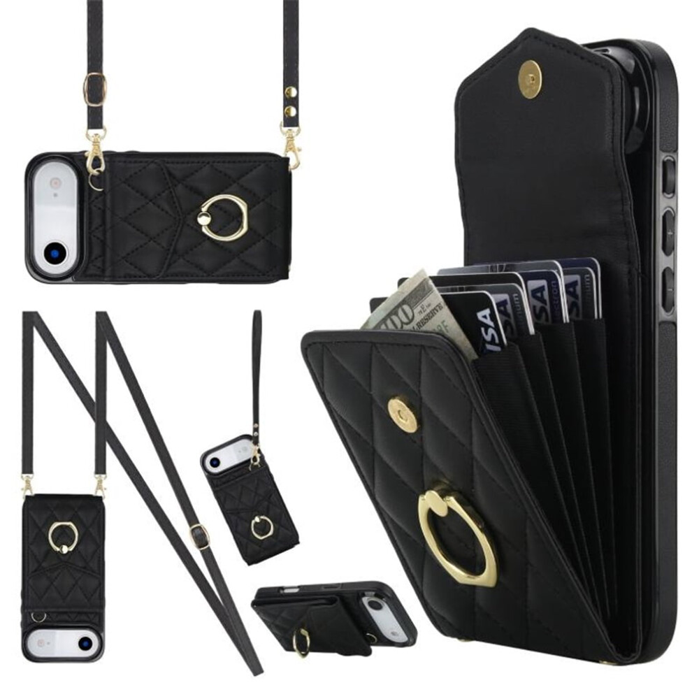 Premium Pu Leather Iphone Air Case Â Accordion Wallet, Rfid Shielding, Adjustable Ring & Detachable Crossbody/Wrist Strap, Black 9558633056310