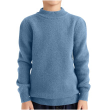 Unisex Toddler Boys Girls Warm Knit Sweater Solid Color Thick Half High Neck Sweater Base Long Sleeved Round Neck Top Blue 4-5 Years