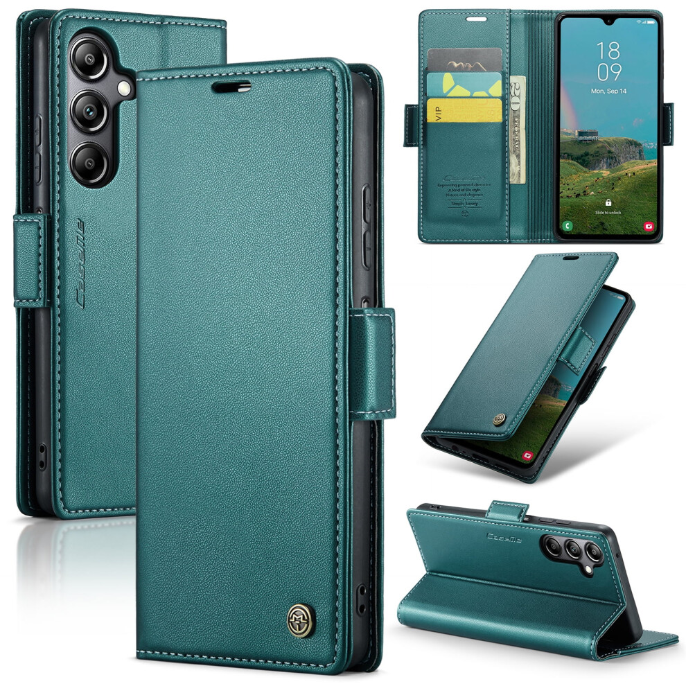 Caseme Leather Wallet Case For Compatible With Samsung Galaxy A05s Â Rfid Blocking, Magnetic Clasp, Kickstand, Card Holder, Green 9558633056341
