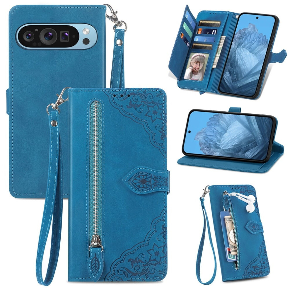 Google Pixel 9 Pro Xl 6.8" Case Â Pu Leather Magnetic Flip Wallet With Lanyard, Zipper Card Holder, Compatible With Google Pixel 9 Pro Xl 9485826647744