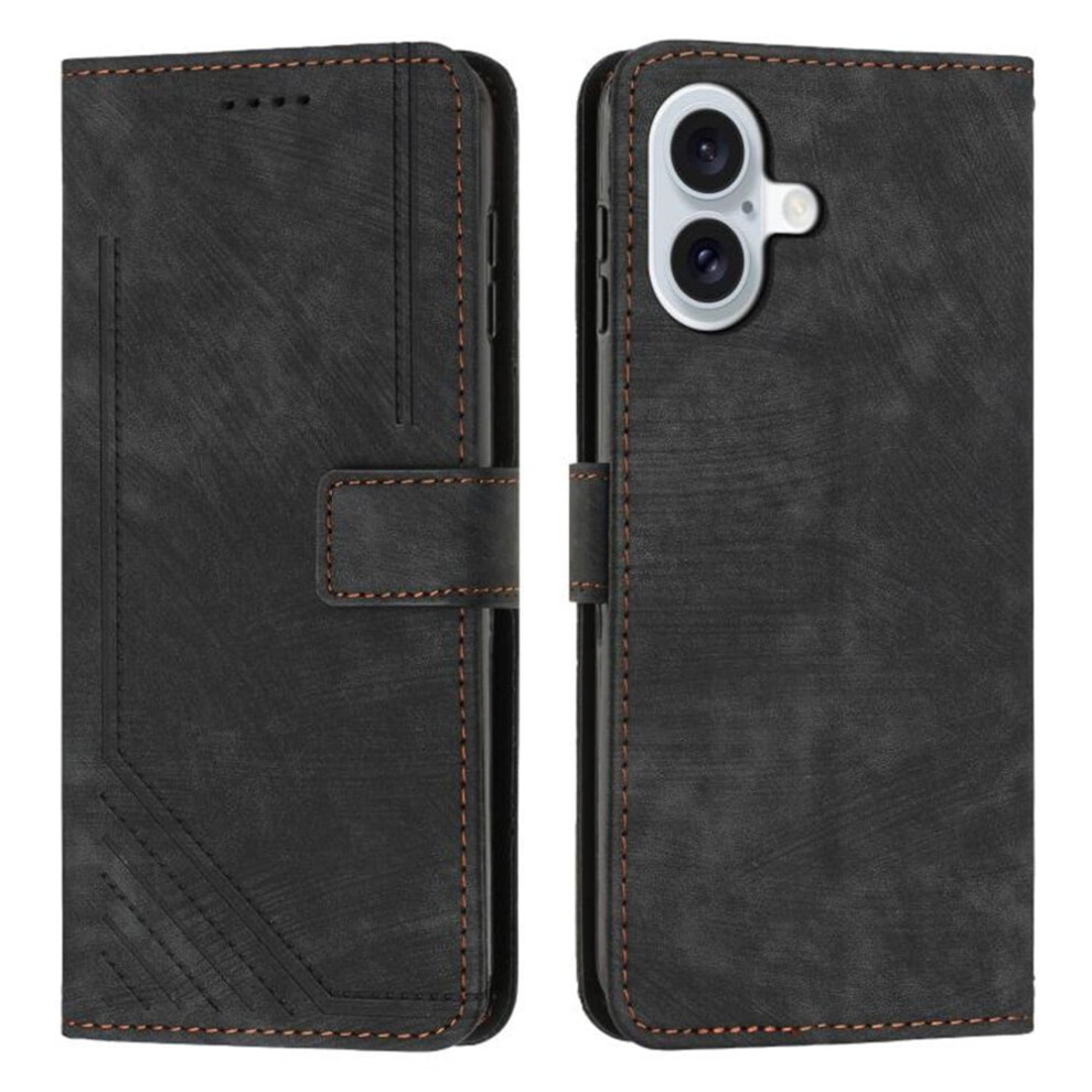 Leather Iphone 17 Flip Case With Card Holder, Magnetic Closure, Shockproof, Kickstand & Retractable Lanyard Â Black 9193271848431