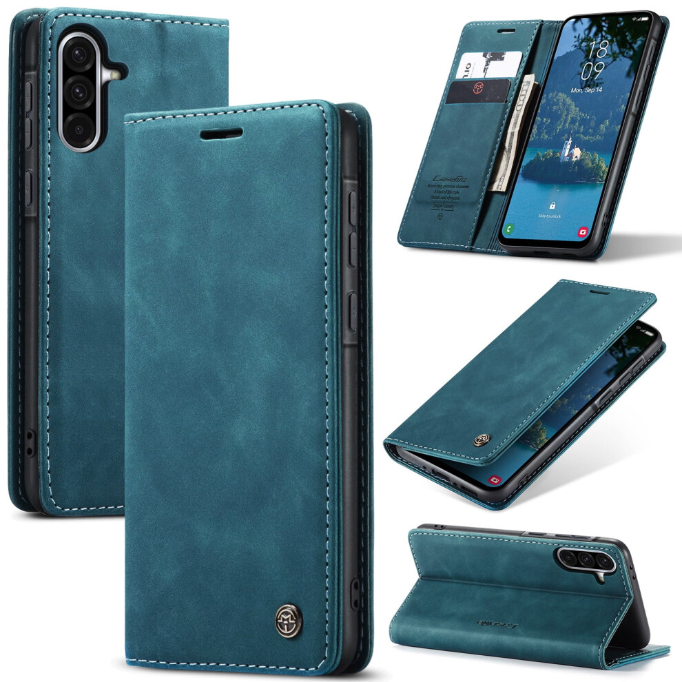 Caseme Leather Flip Wallet Case For Compatible With Samsung Galaxy A56 5GâMagnetic, Card Holder, Kickstand, Shockproof, Blue 9558633057850