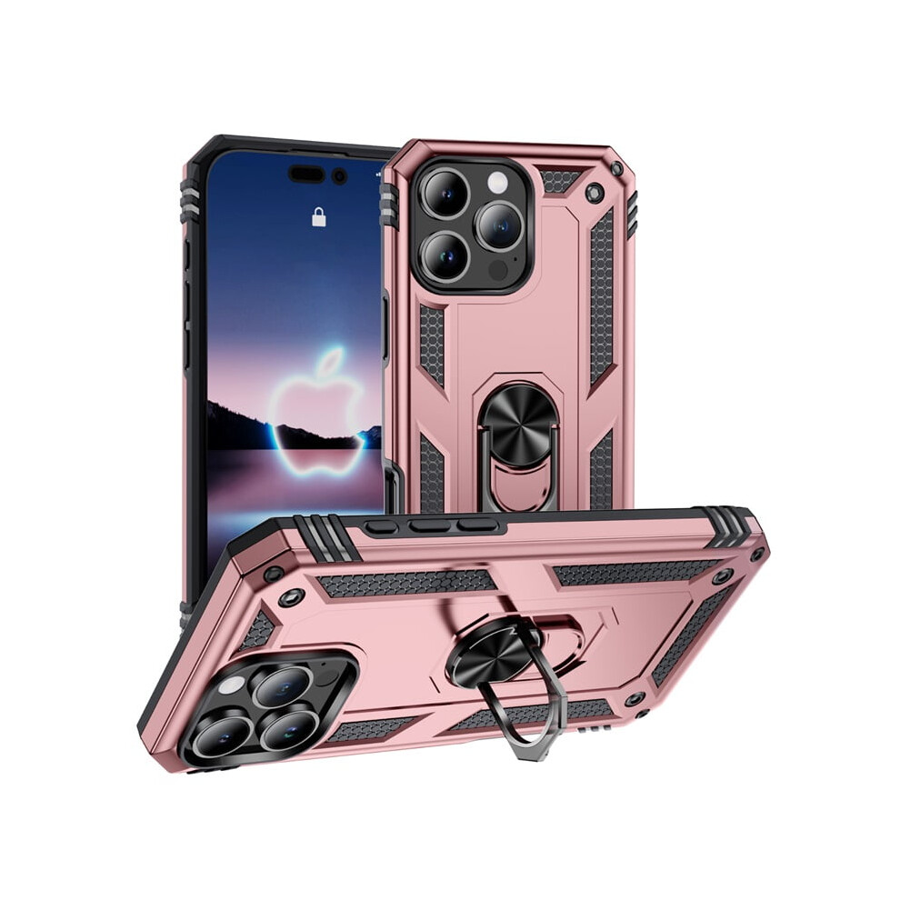 Military Grade Shockproof Case For Compatible With Iphone 16 Pro Max (6.9"), Rose With Kickstand Red 9558633057935