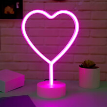 Heart-Shaped Neon Lamp for Valentine's Day, Battery-Powered LED Decor (Batteries Not Included), Compatible with Bedroom/Wedding/Birthday