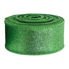 Ribín Nollag 2.5" x 10 Slat – Sreangaithe le Glioscar Miotalach, le haghaidh Crann, Garland, Fleasc, Ceardaíocht DIY, Maisiúcháin Nollag