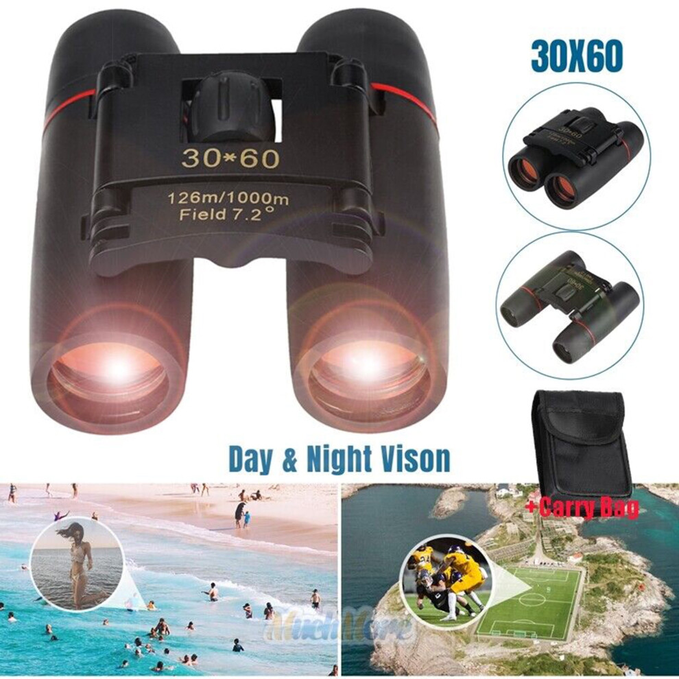Binoculars 30X60 Zoom Day/Night Vision Travel Outdoor Compact Telescope And Bag 9152228545151