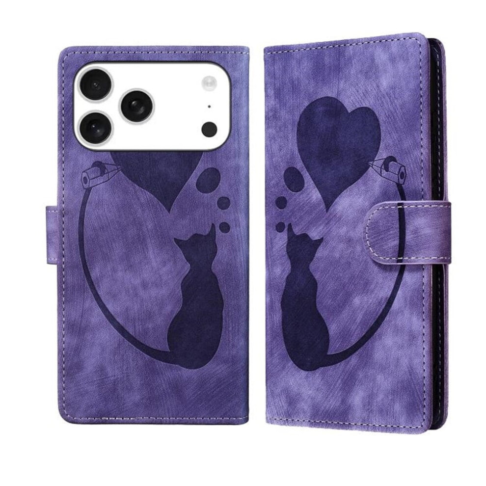 Pu Leather Flip Wallet Case For Iphone 17 Pro Max Purple 9165521167456