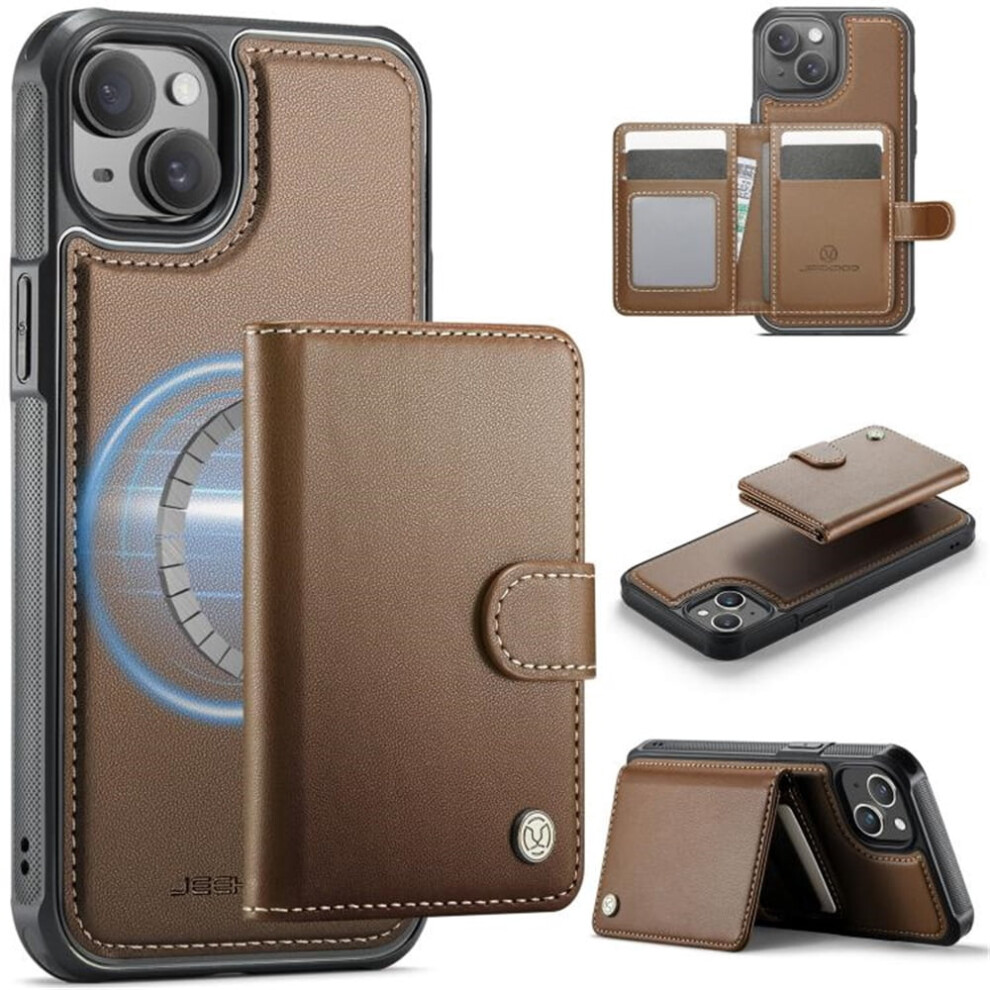Jeehood Case For Iphone 13: Rfid-Blocking, Magsafe-Compatible 2-In-1 Wallet With Kickstand, Pu Leather, Brown 9152228546066