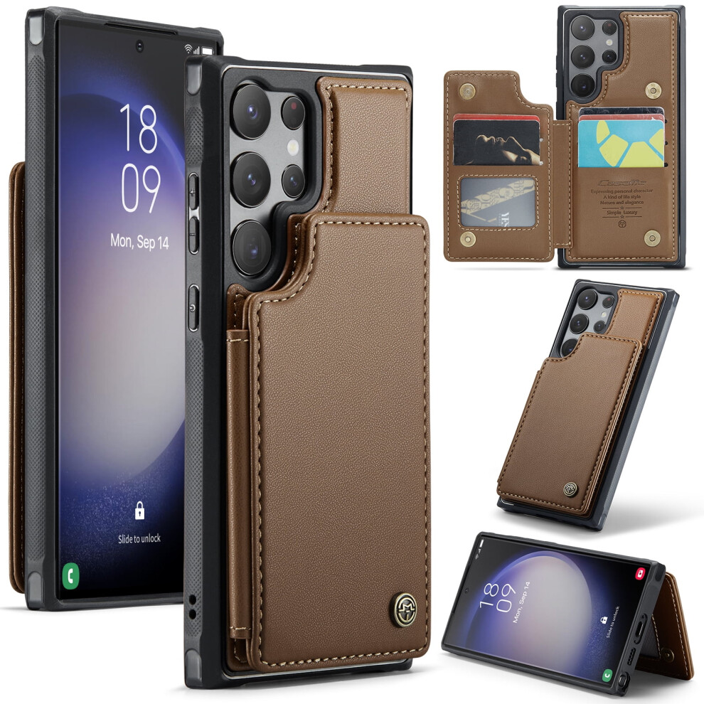 Caseme Leather Case For Compatible With Samsung S23 Ultra Â Rfid Wallet, Kickstand, Magnetic Clasp, Shockproof 9152228547735