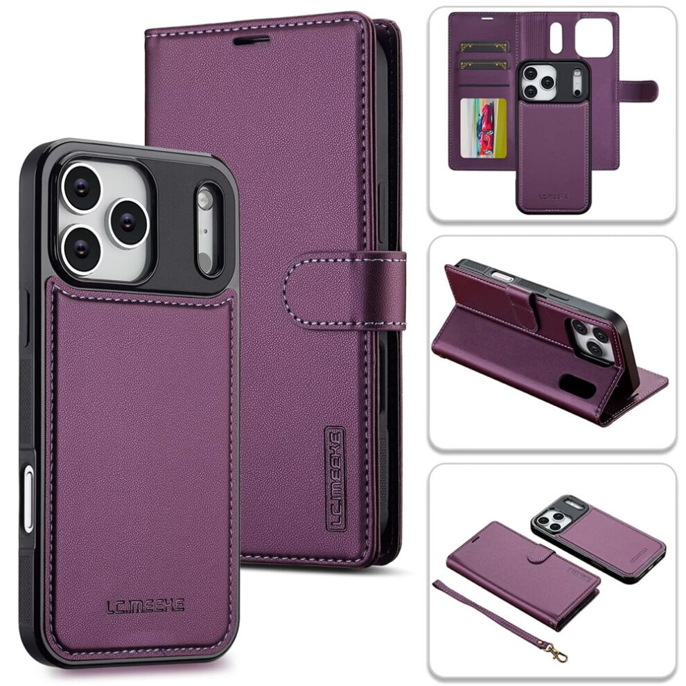 Lc.imeeke Iphone 17 Pro Wallet Case 2-In-1 Purple 9165521167210