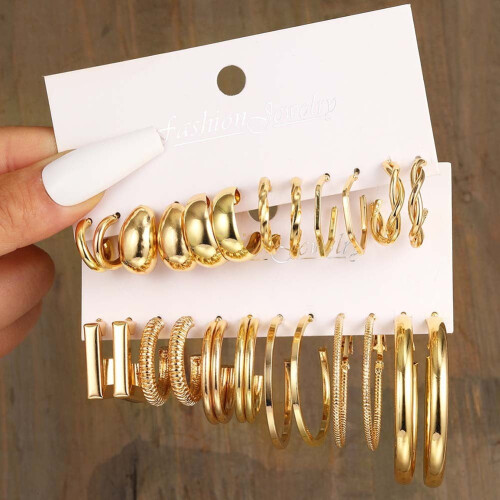 Metal Fried Dough Twists Chain Earrings Set