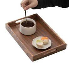 Plateau de service rustique en bois avec poignée – 30 x 20 cm, marron, idéal pour le dîner, les en-cas, le petit-déjeuner, la table basse et la
