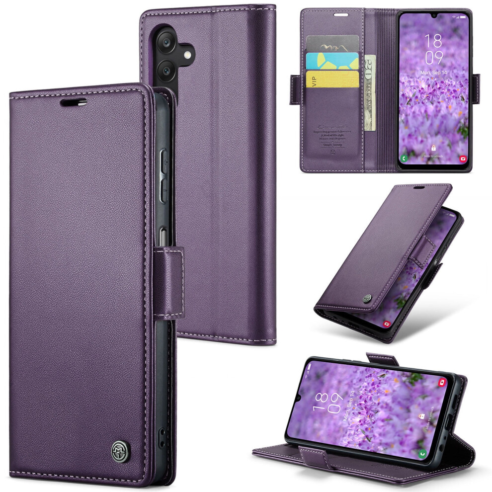 Caseme Leather Wallet Case For Compatible With Samsung Galaxy A25 5G Â Rfid Blocking, Magnetic Clasp, Kickstand, Purple 9152228548176