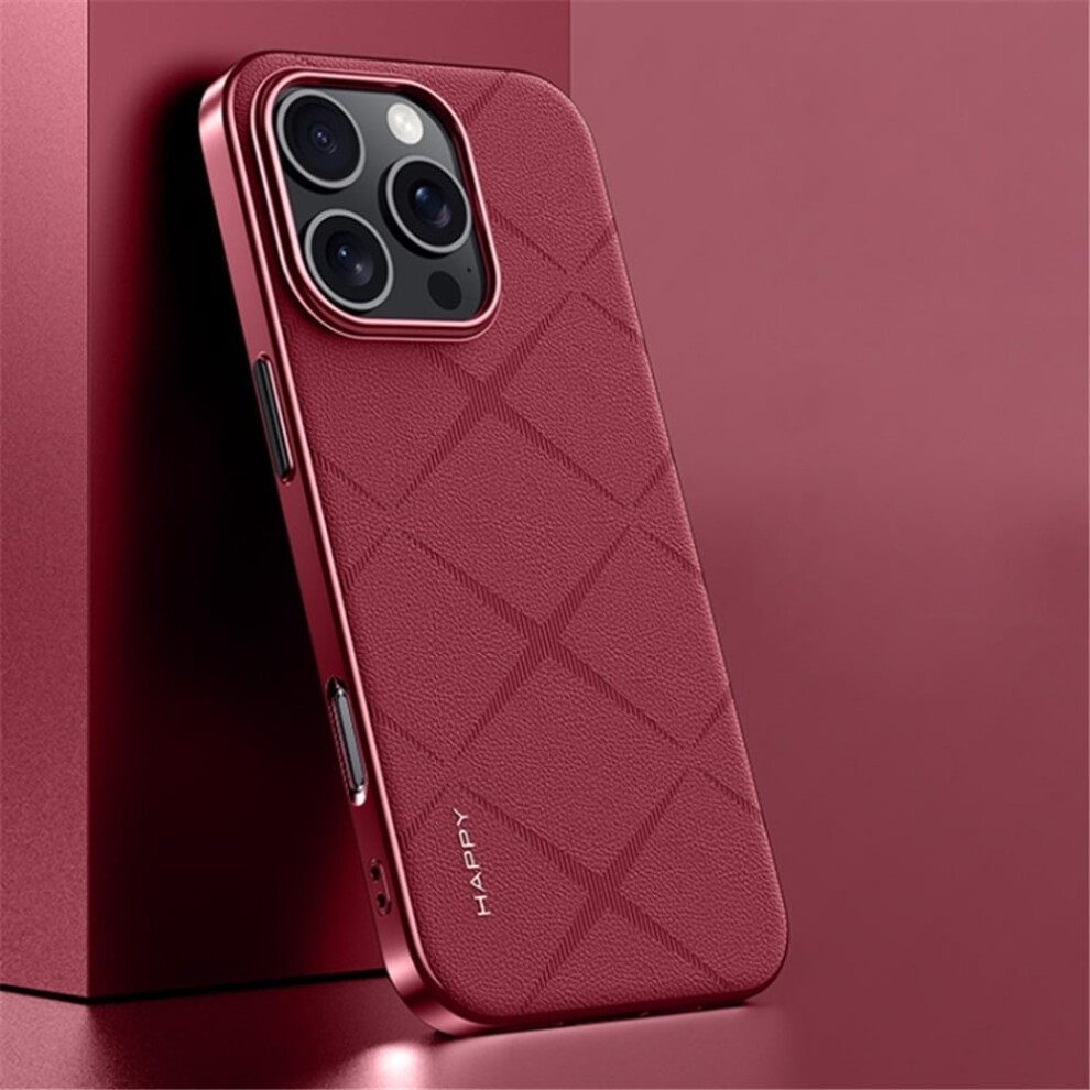 Leather Iphone 14 Pro Max Case Shockproof Red 9165521168804