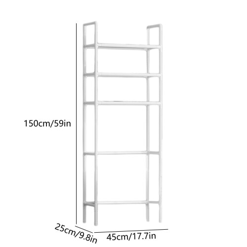 Over-Toilet Floor Shelf White Black Plastic 2