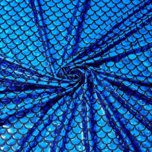 Mermaid Scales Fabric 39x59", Blue Sparkly Hologram Spandex, 2-Way Stretch, Fishscale Print – Compatible with Sewing, DIY, Crafts & Party Decor