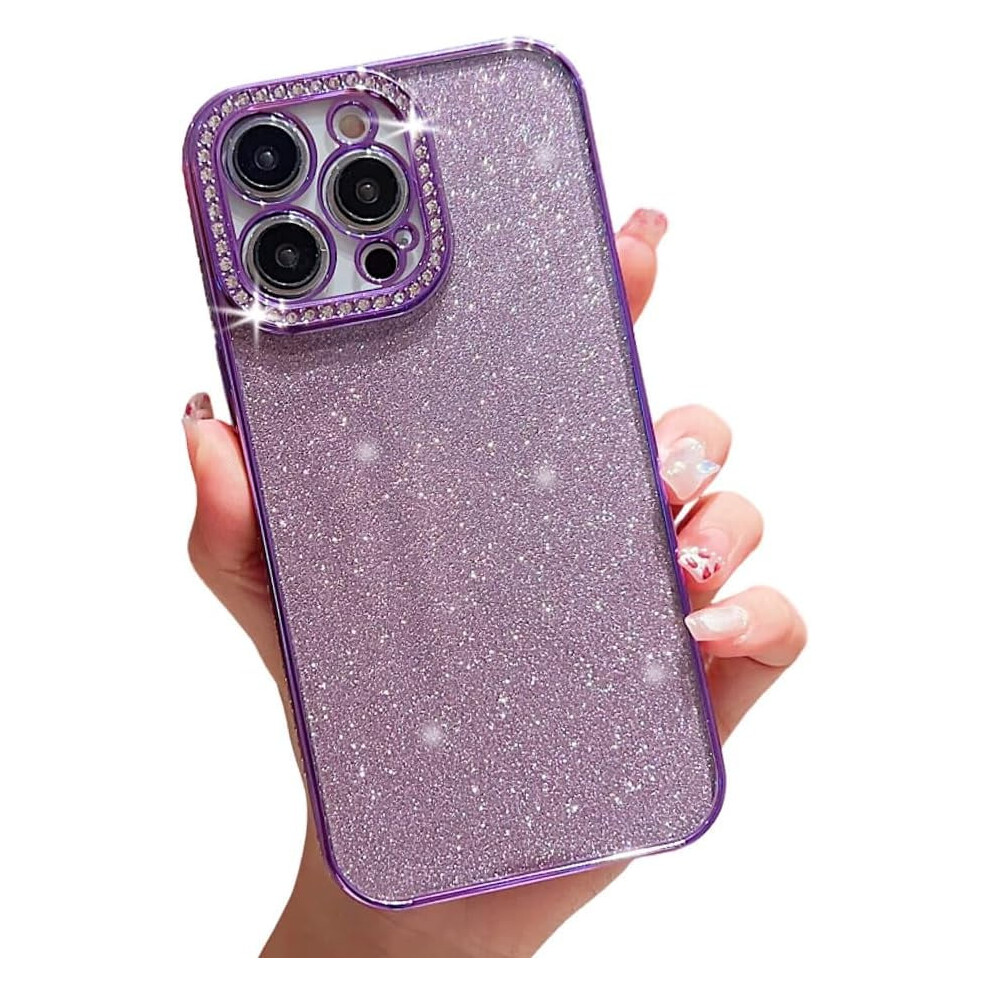 Iphone 15 Case Luxury Crystal Rhinestone Shockproof Purple 9087558894153